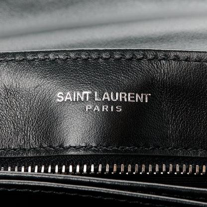 Saint Laurent Cotton Bandana Y Quilted Monogram Toy Loulou Crossbody Bag Black White 6 of 11
