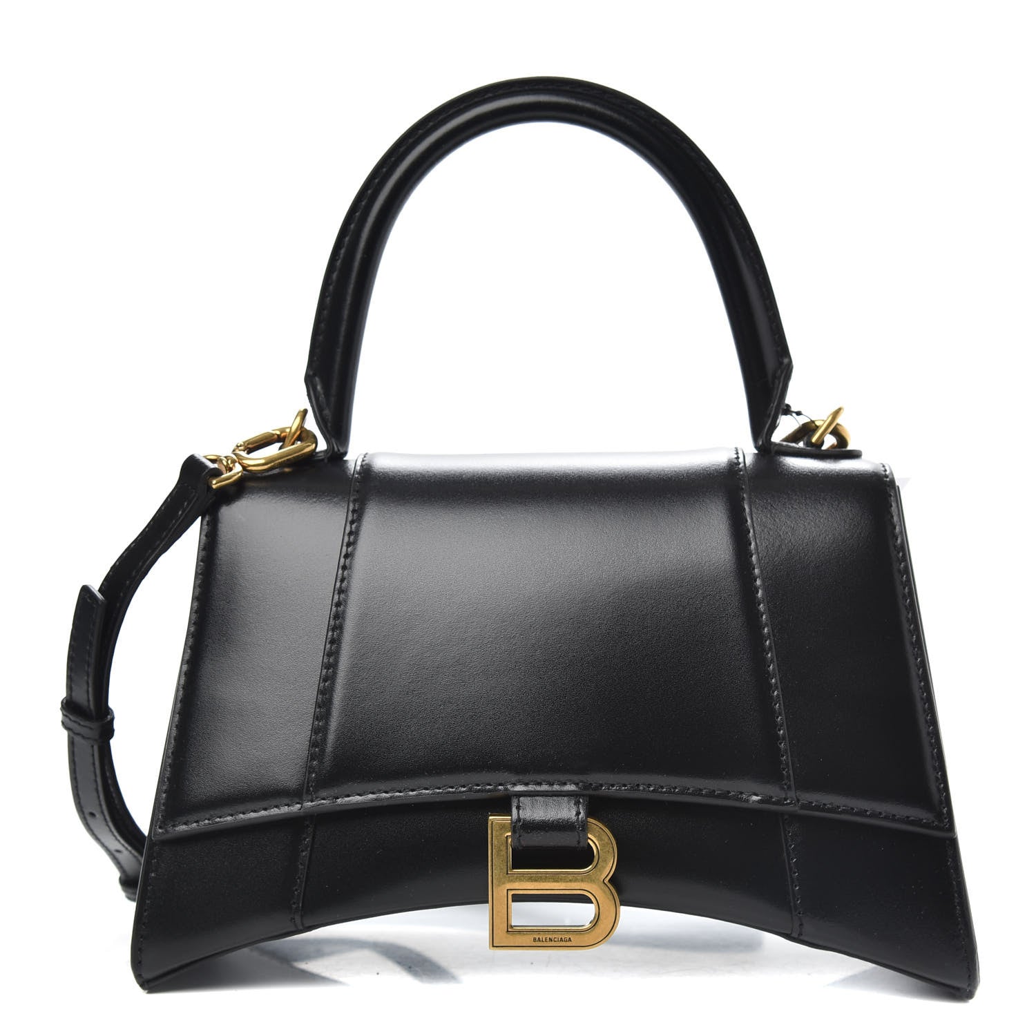 Balenciaga Shiny Box Calfskin Small Hourglass Top Handle Bag Black 1 of 8