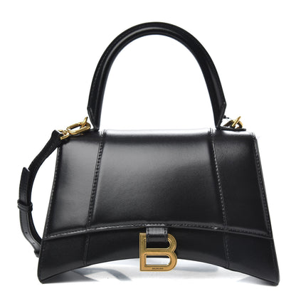 Balenciaga Shiny Box Calfskin Small Hourglass Top Handle Bag Black 1 of 8