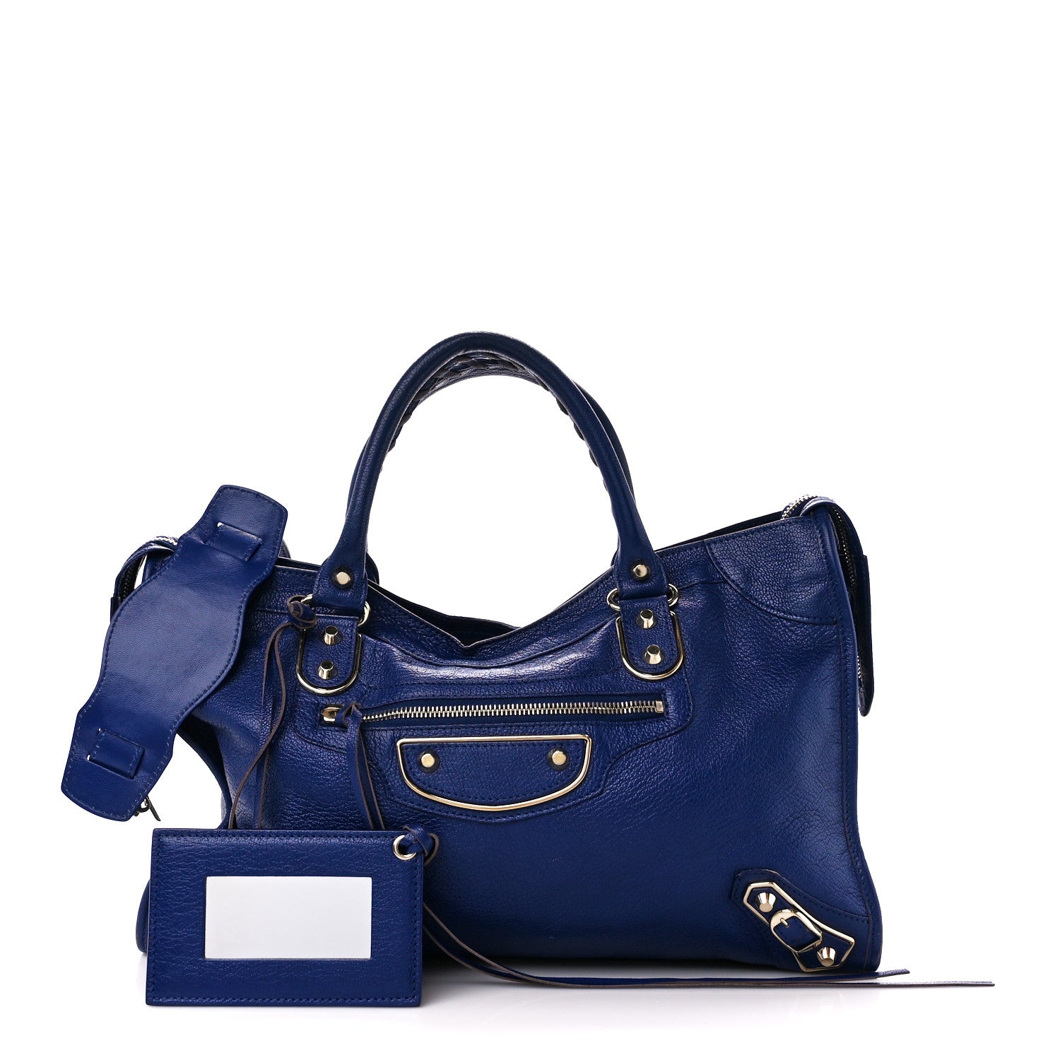 Balenciaga Chevre Hamilton Gold Metallic Edge Hardware City Bleu Roi 1 of 11