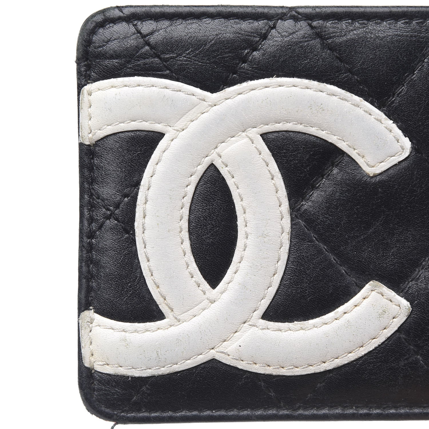 Chanel Calfskin Quilted Cambon Card Holder Black White 9 of 11