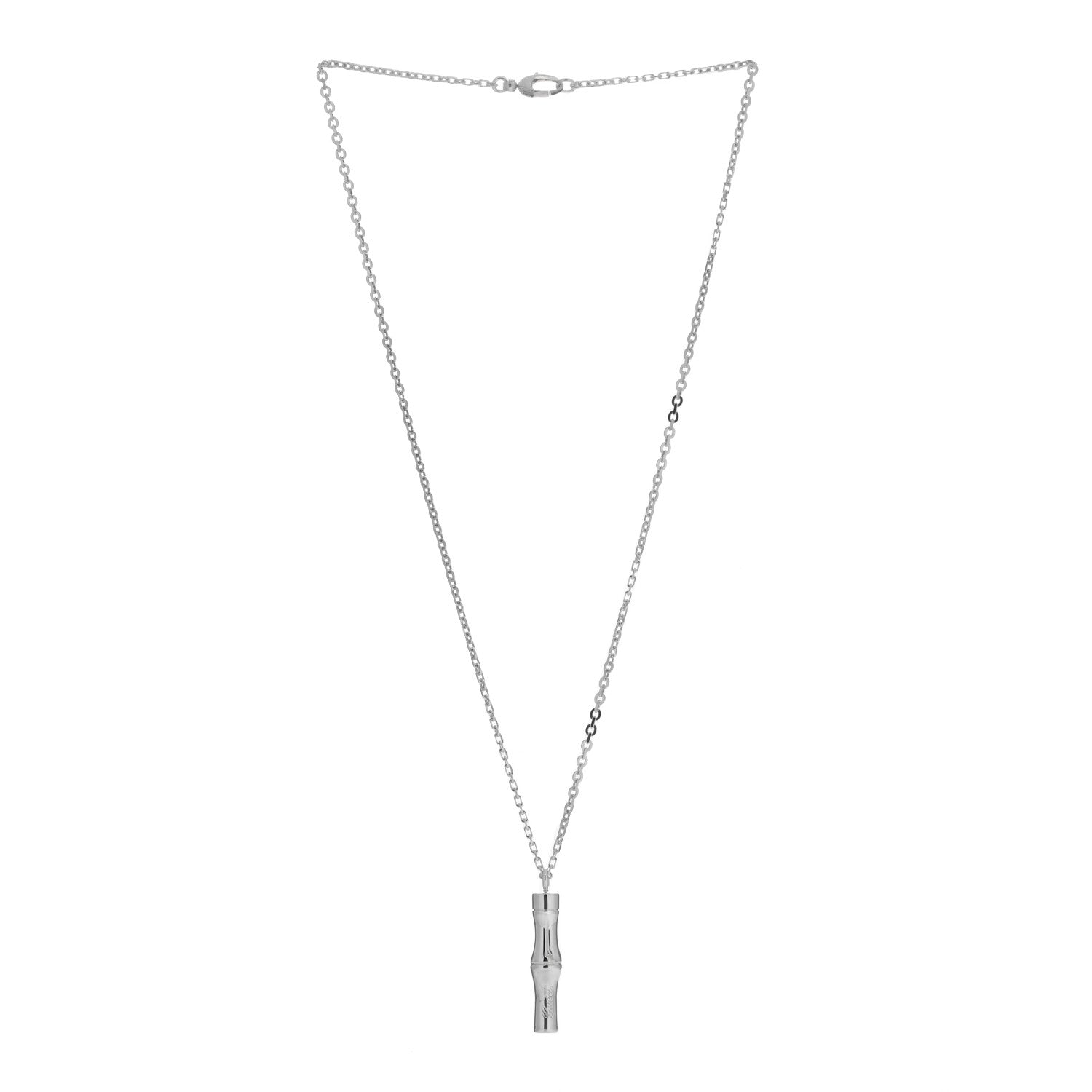 Gucci Sterling Silver Bamboo Pendant Necklace 3 of 4
