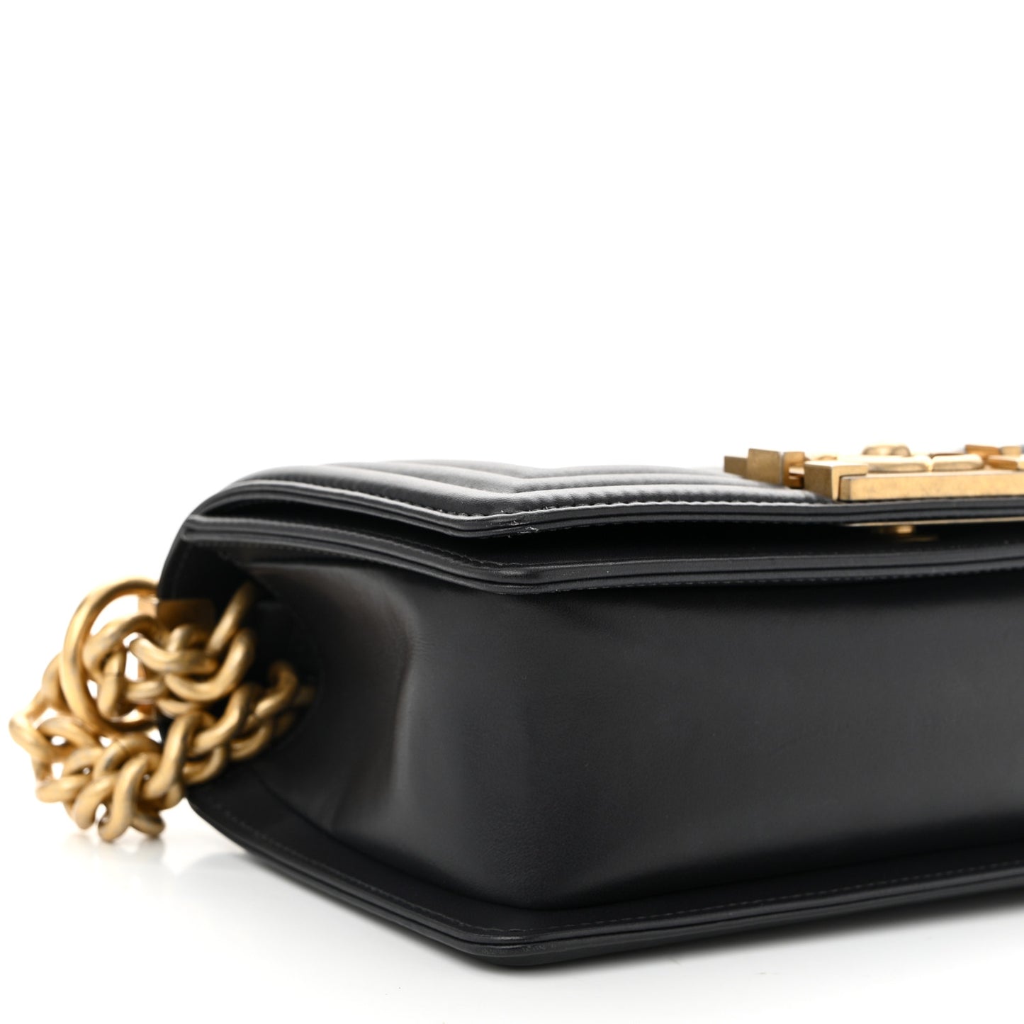 Calfskin Quilted Small Boy Flap Dark Grey