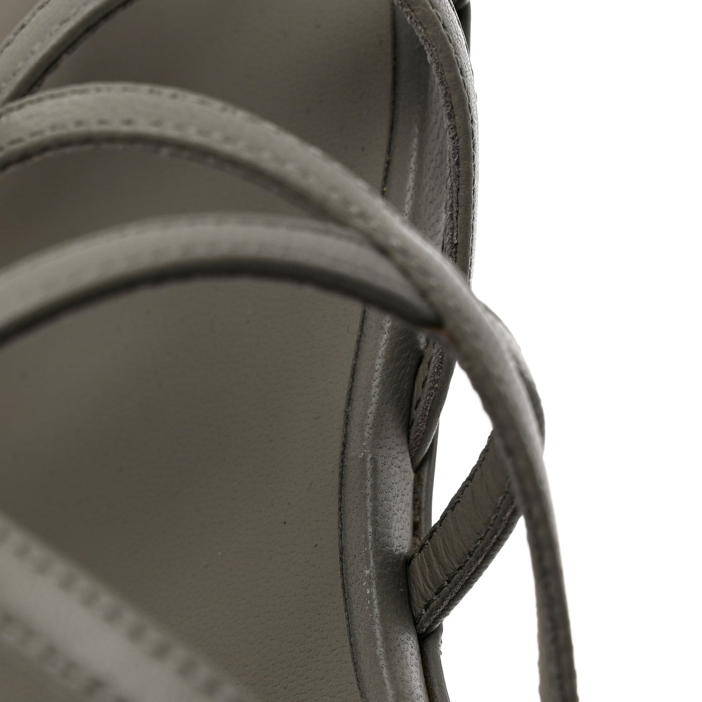 Lambskin Camellia Criss Cross Sandals 36.5 Grey