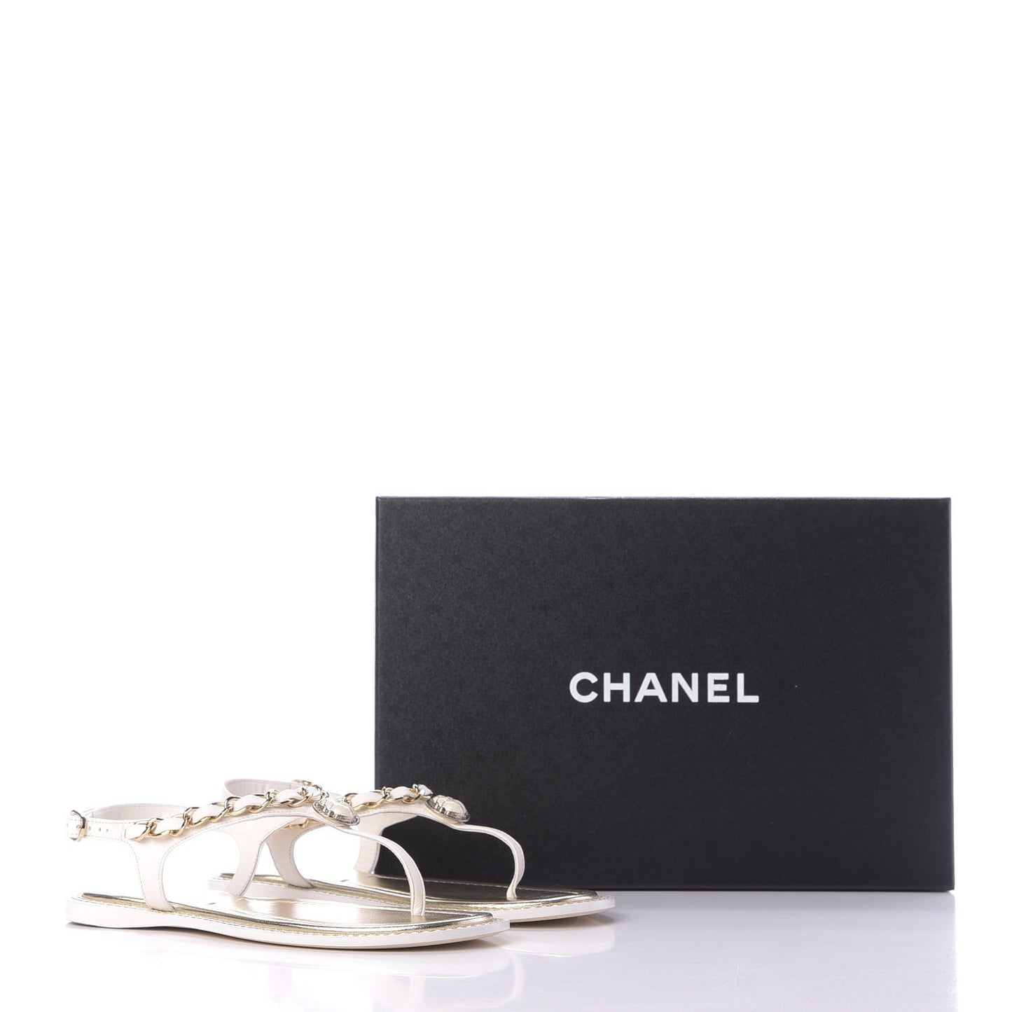 Lambskin Thong Sandals 36.5 White