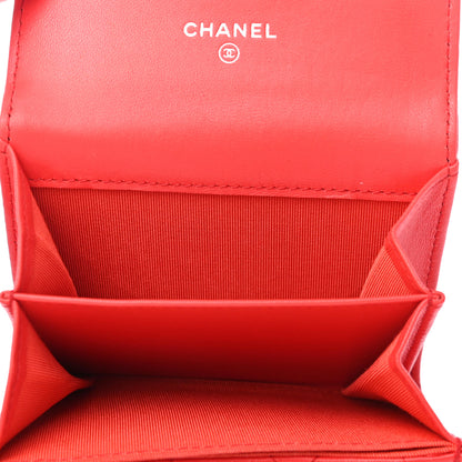 Chanel Lambskin Quilted Flap Card Holder Wallet Red 4 of 4