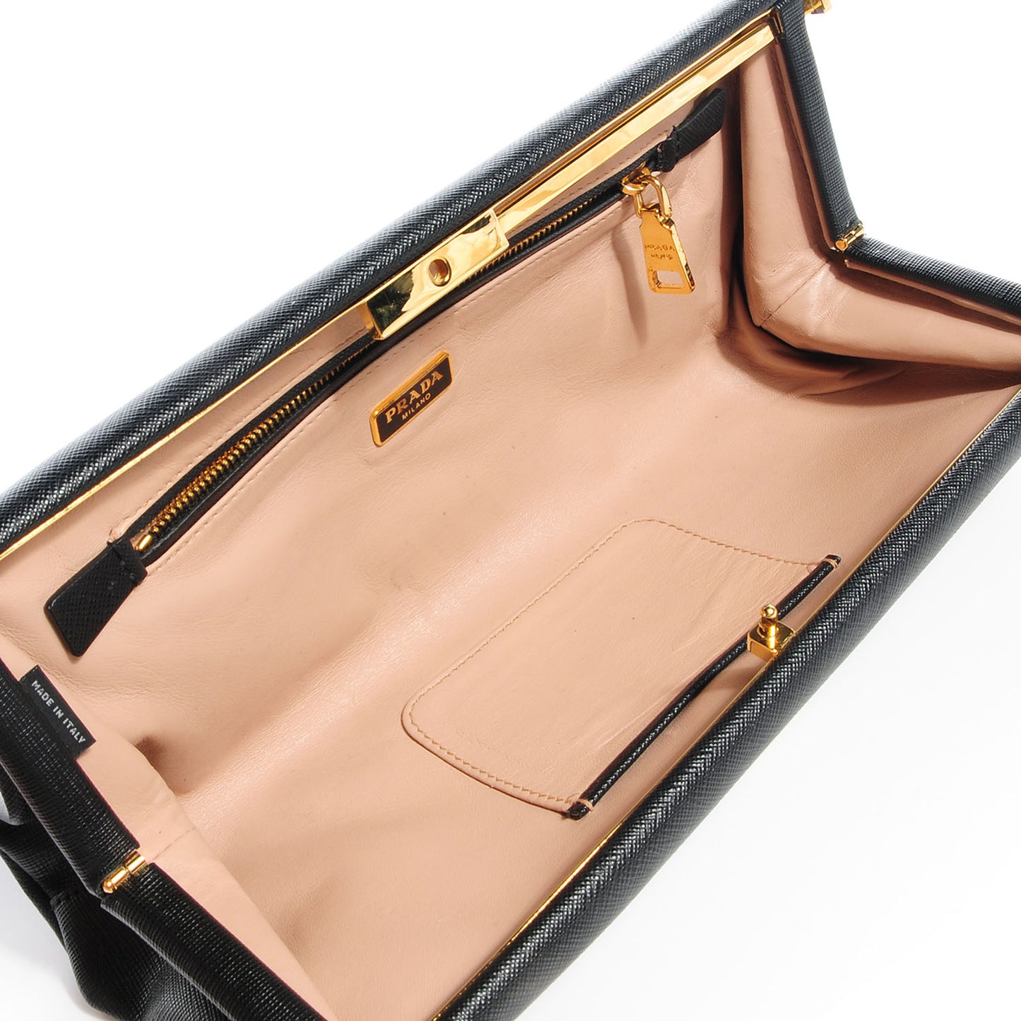 Saffiano East-West Frame Clutch Nero Black