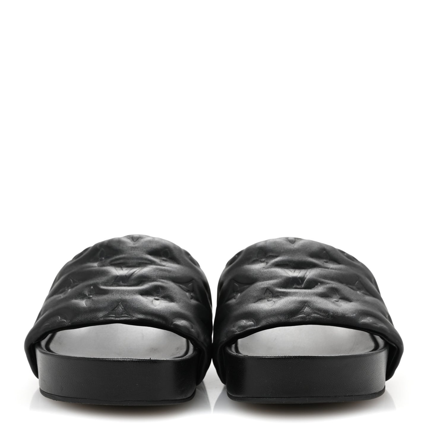Lambskin Embossed Monogram Jumbo Flatform Mule Sandals 37 Black