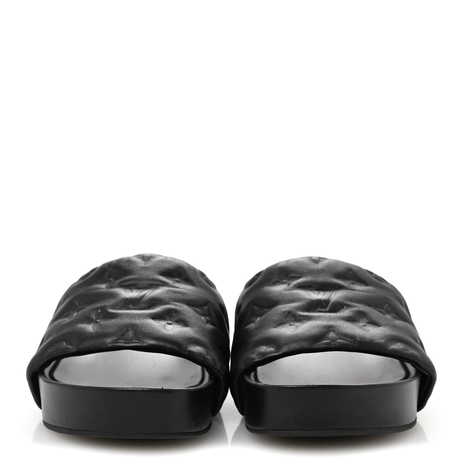 Louis Vuitton Lambskin Embossed Monogram Jumbo Flatform Mule Sandals 37 Black 3 of 10