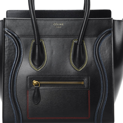 Celine Smooth Calfskin Multicolor Double Stitching Micro Luggage Black 8 of 11