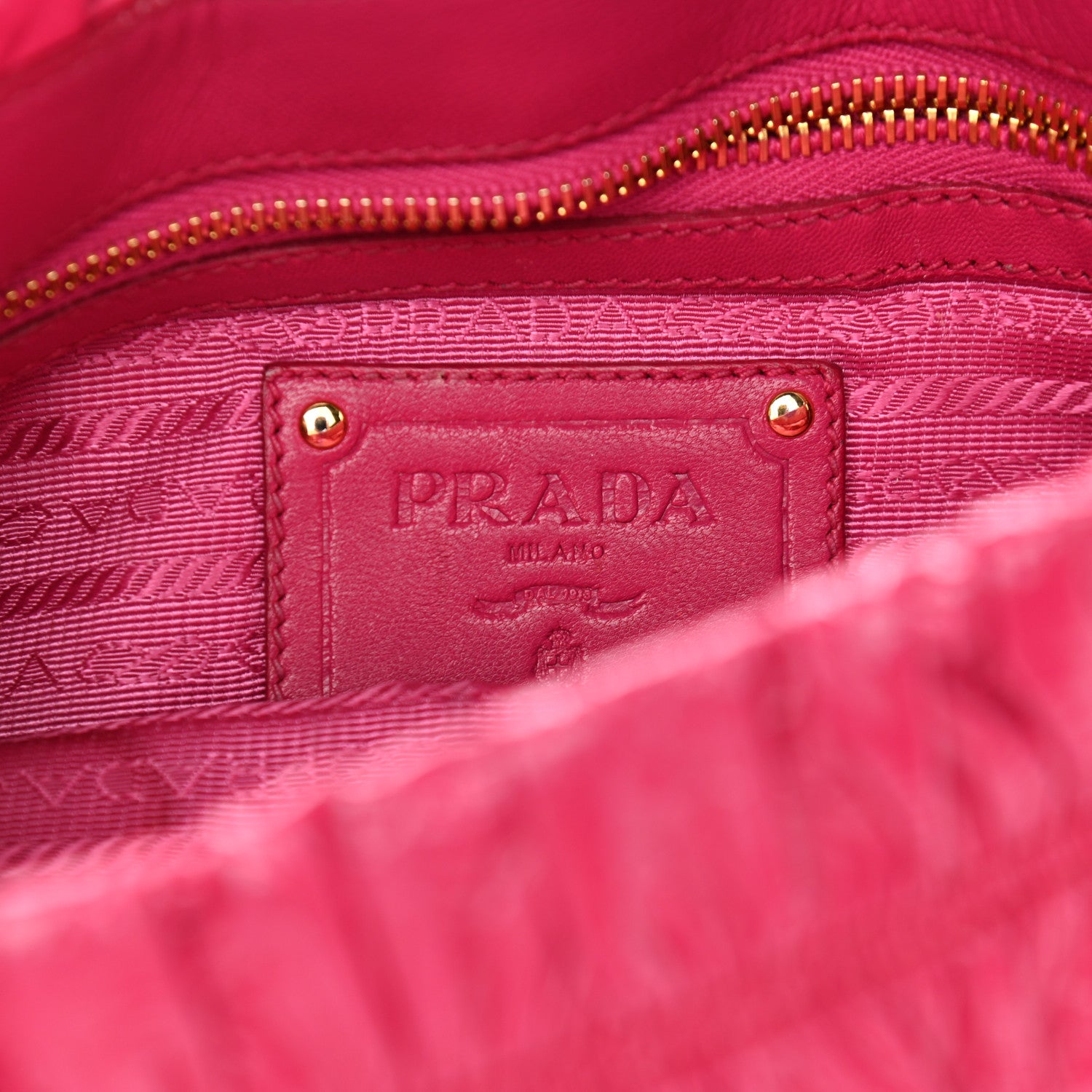 Prada Vernice Gaufre Shoulder Bag Fuxia 6 of 10