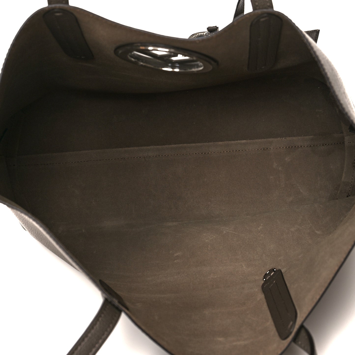 Vitello Vienna Enamel F is Fendi Shopping Tote Carbone Tobacco