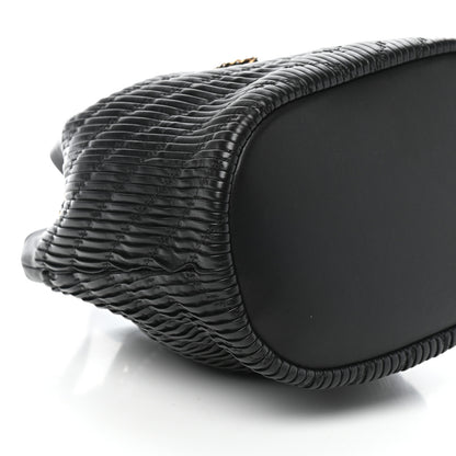 Chanel Iridescent Crumpled Calfskin Coco Pleats Small Drawstring Bag Black 9 of 10