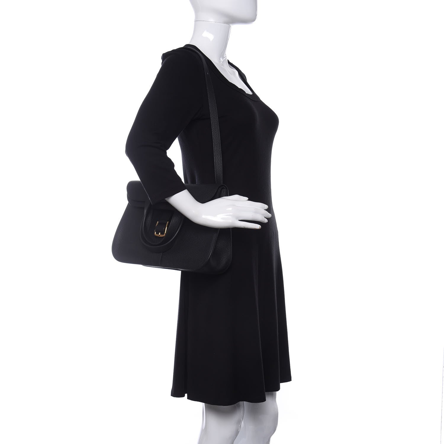 Hermes Taurillon Clemence Halzan 31 GM Black 2 of 8