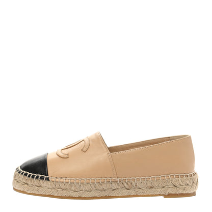 Chanel Lambskin CC Espadrilles 36 Beige Black 1 of 9