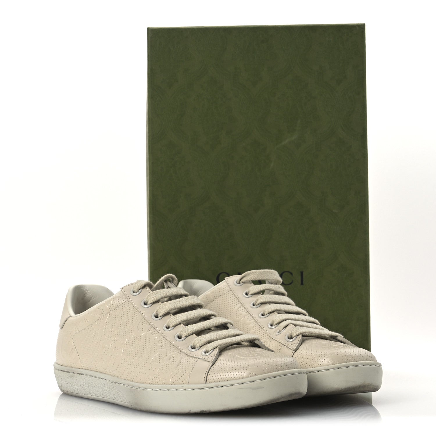 Gucci Calfskin GG Tennis Embossed Ace Sneakers 37 Mystic White 13 of 13
