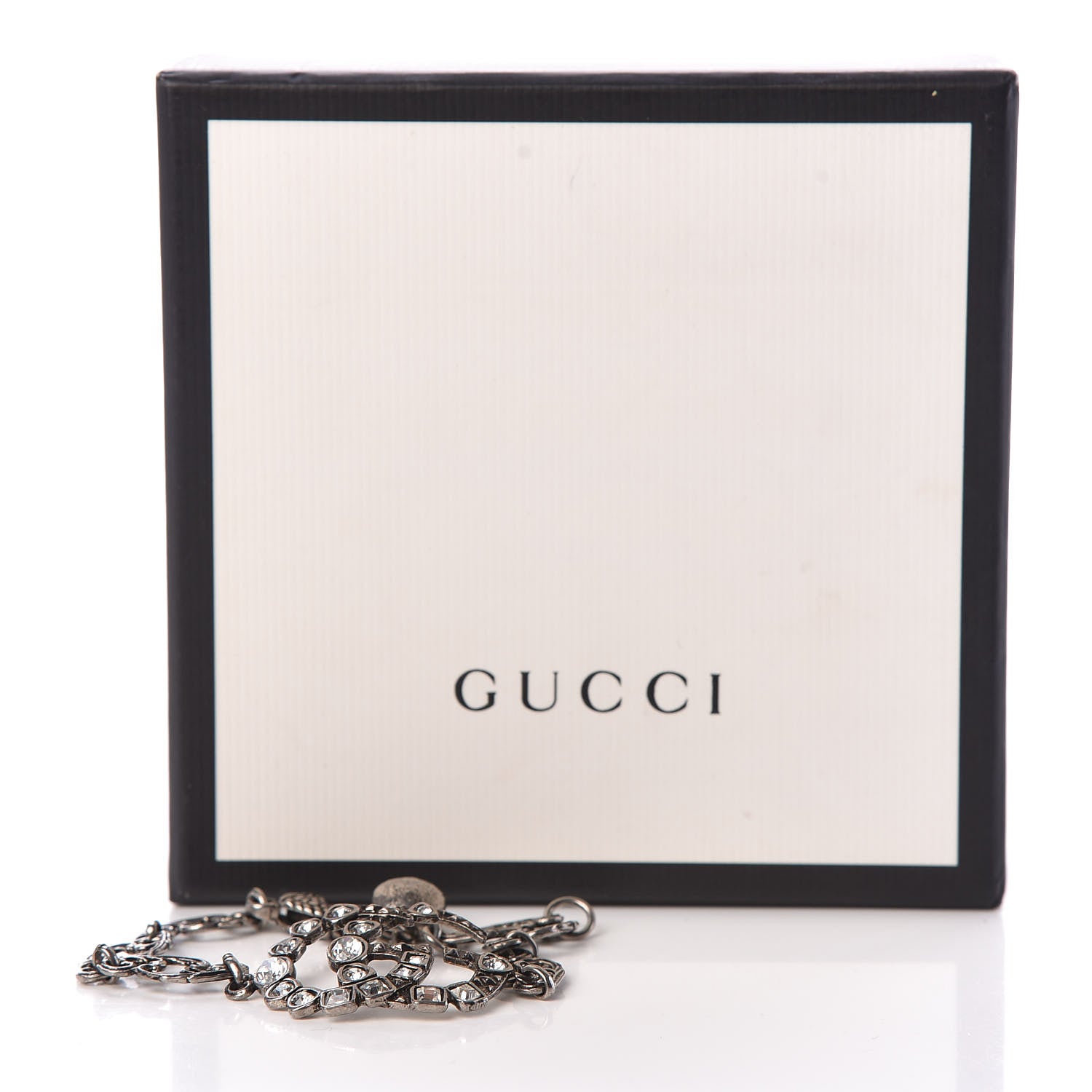 Gucci Oxidized Palladium Crystal Double G Bracelet Silver 5 of 5