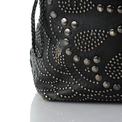 Gucci Calfskin Large Studded Drawstring Bucket Bag Black 9 of 10