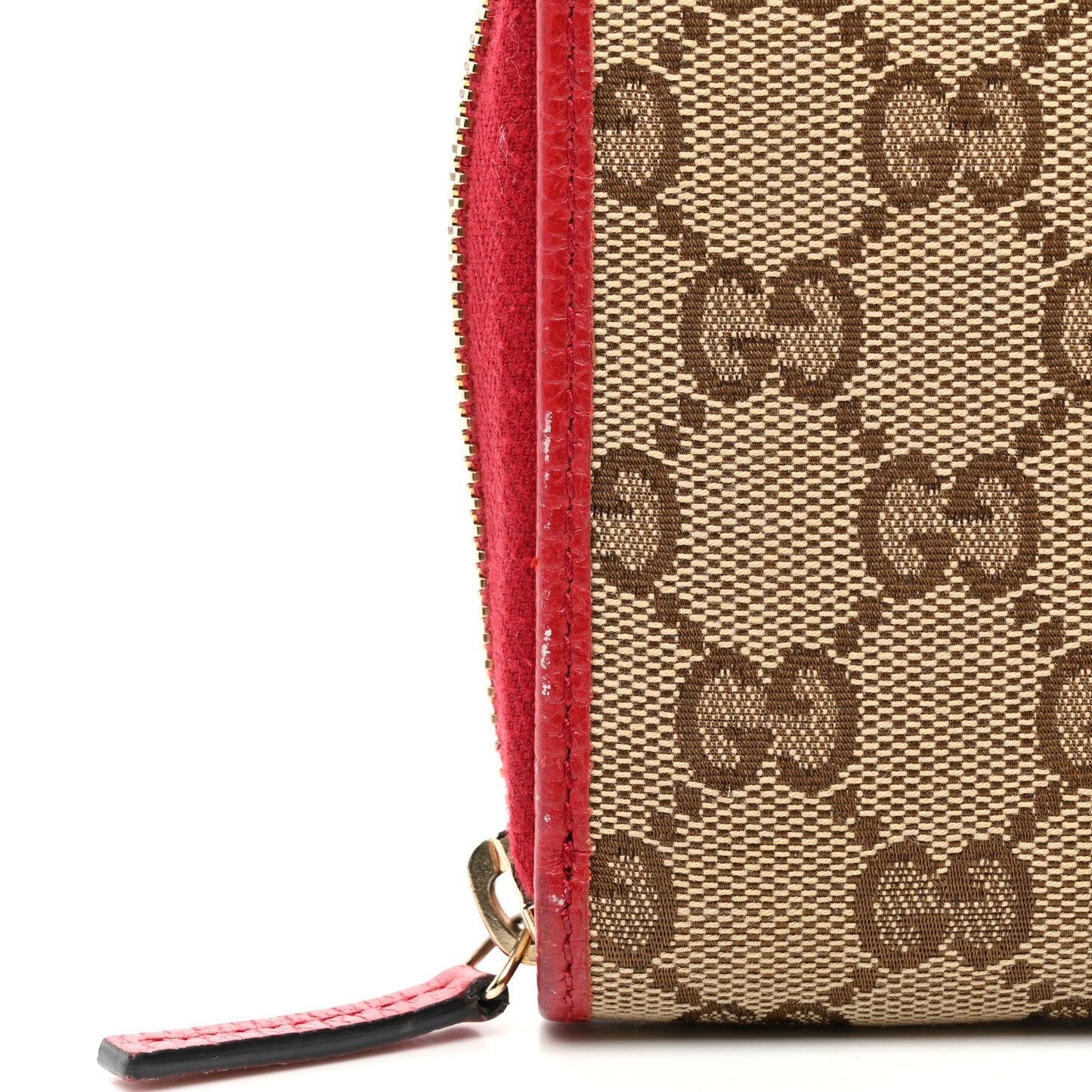 Monogram Dollar Calfskin Zip Around Compact Wallet Beige Ebony Rosso