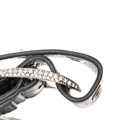 Balenciaga Metallic Calfskin Crocodile Embossed Crystal Small Le Cagole Shoulder Bag Gunmetal 11 of 19