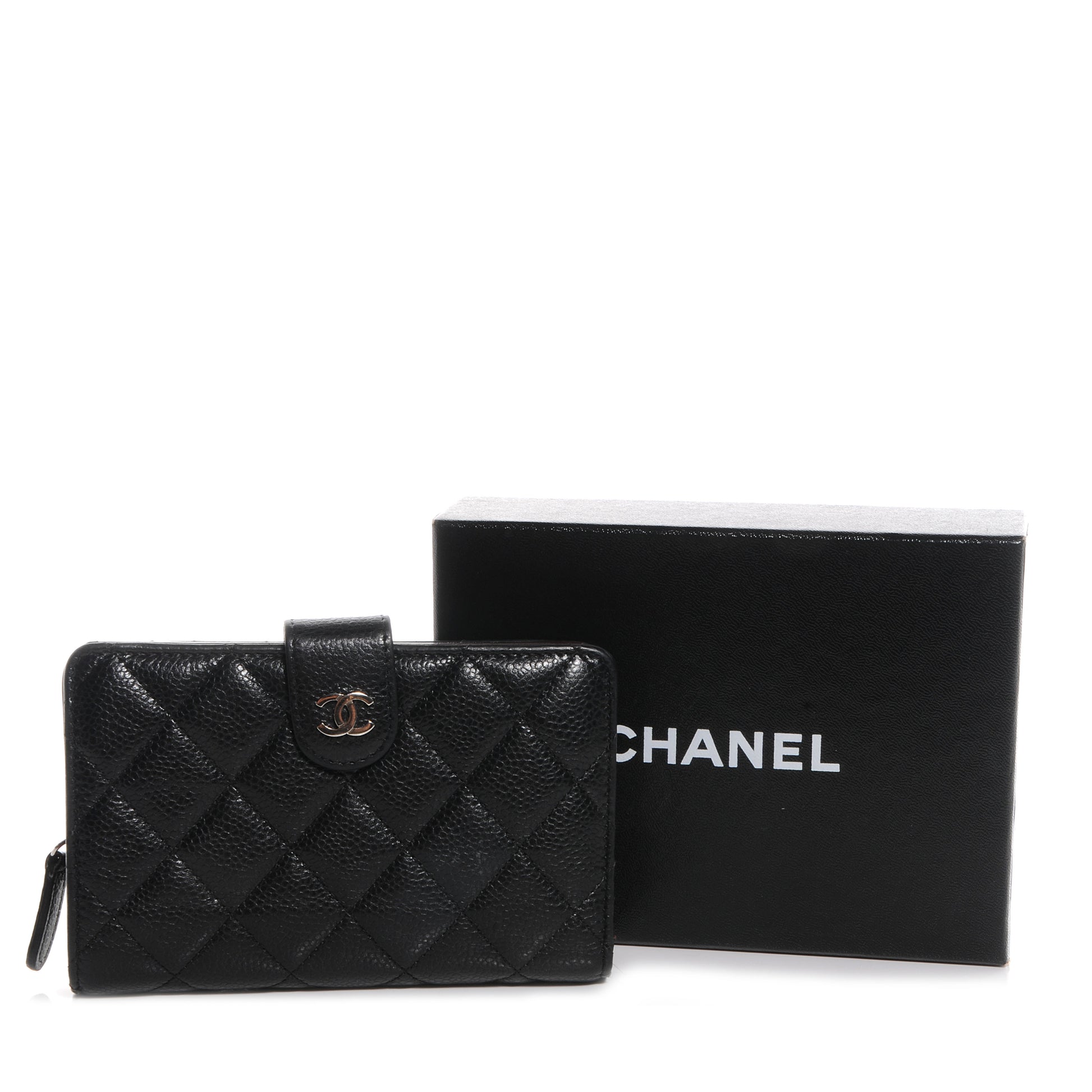 Chanel Caviar Quilted Zip Pocket Wallet Black 5 of 9
