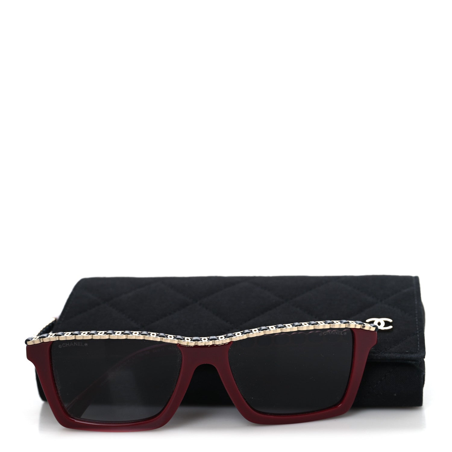 Chanel Acetate Metal Calfskin CC Square Sunglasses 5548-Q-A