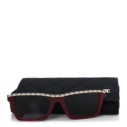 Chanel Acetate Metal Calfskin CC Square Sunglasses 5548-Q-A Burgundy 7 of 7