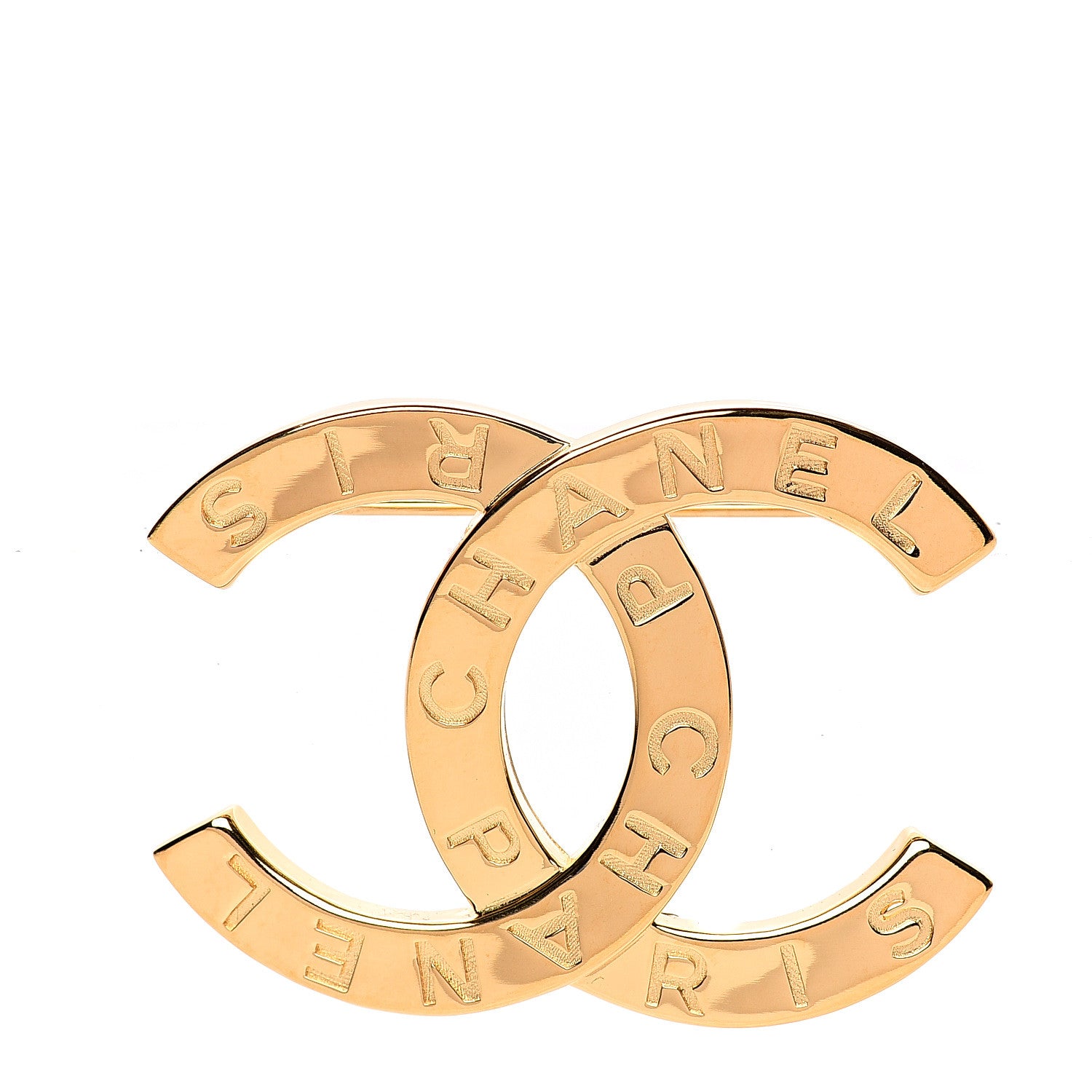 Chanel Metal Paris Button CC Large Brooch Gold 1 of 4
