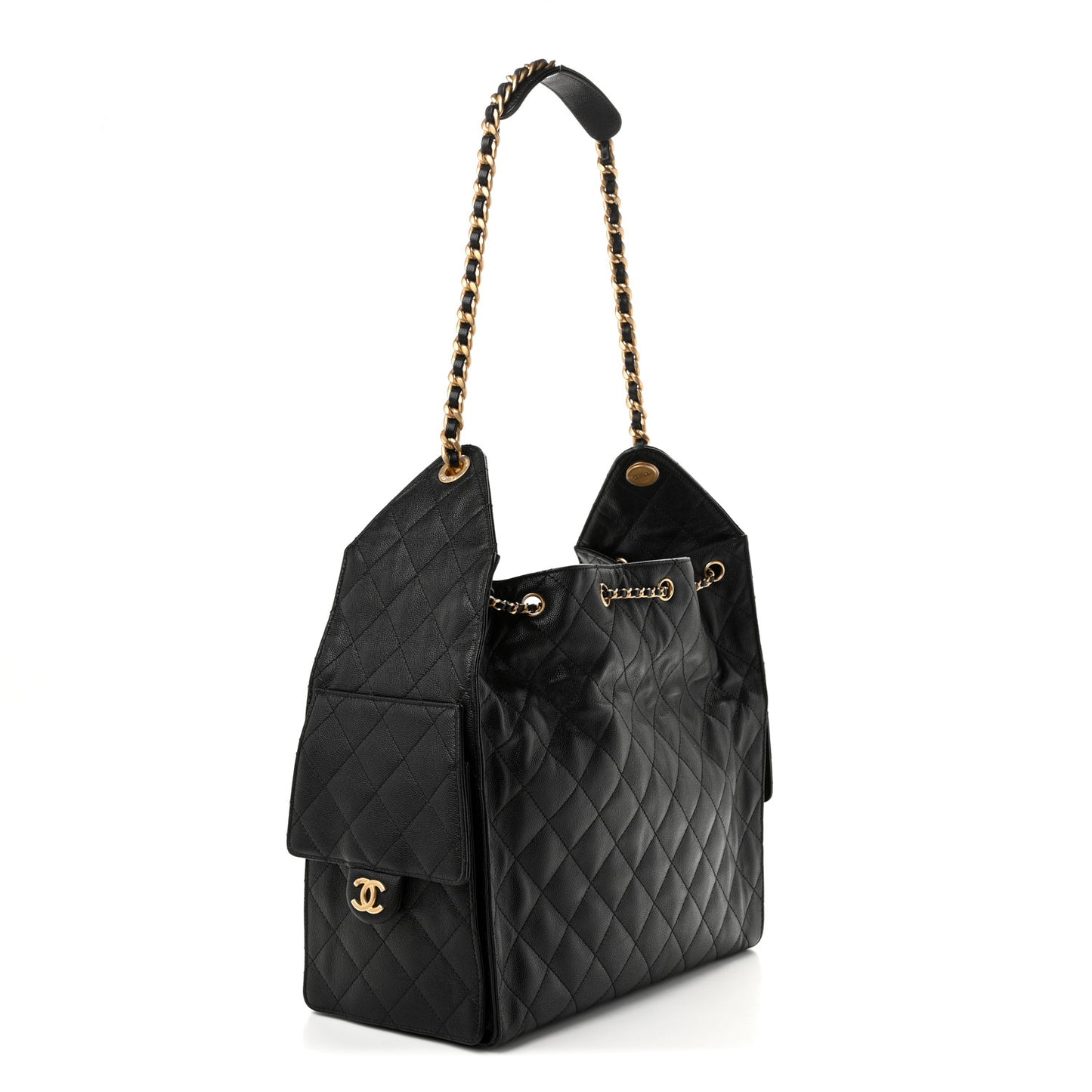 Caviar Quilted Medium Chanel 25 Handbag Black