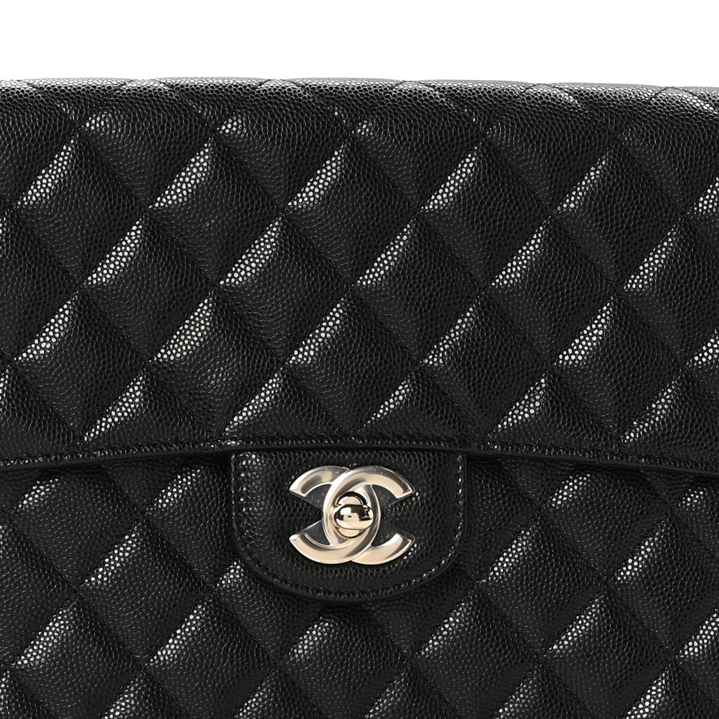 Caviar Quilted Square Flap Clutch Black