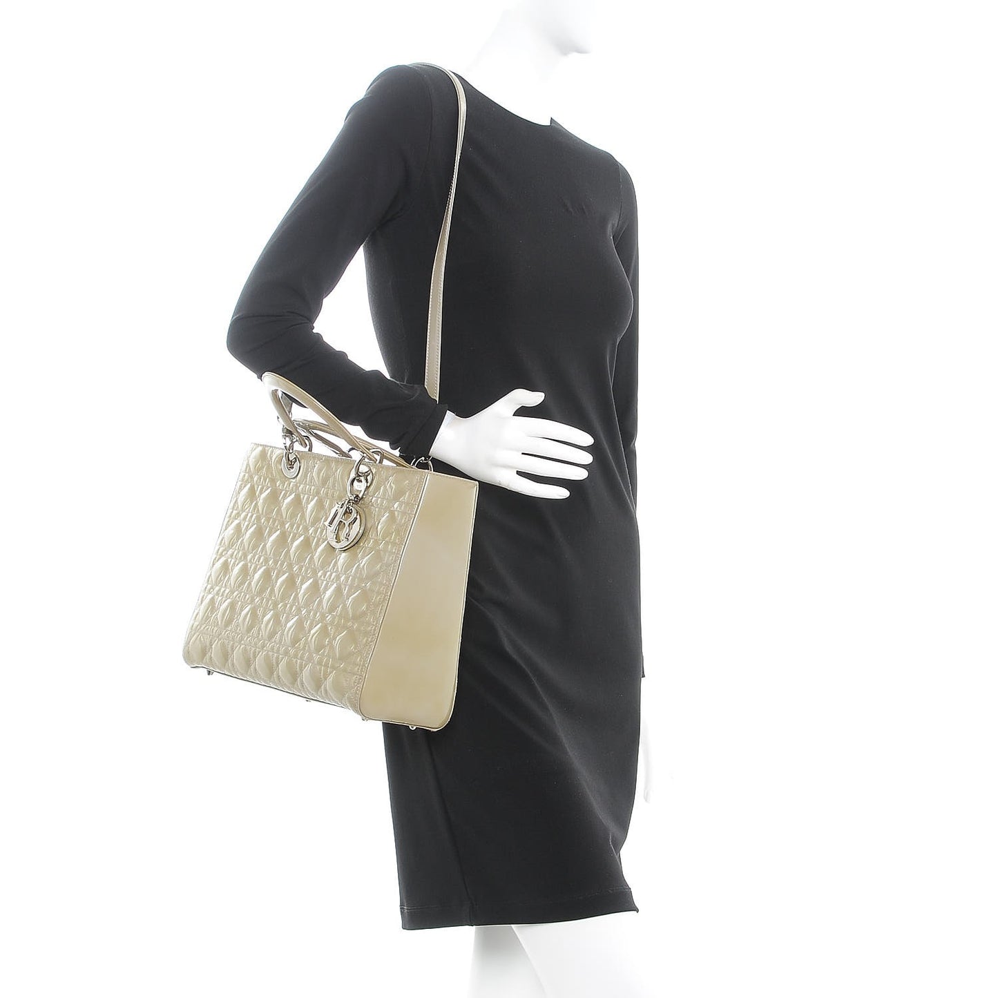 Patent Cannage Large Lady Dior Grey