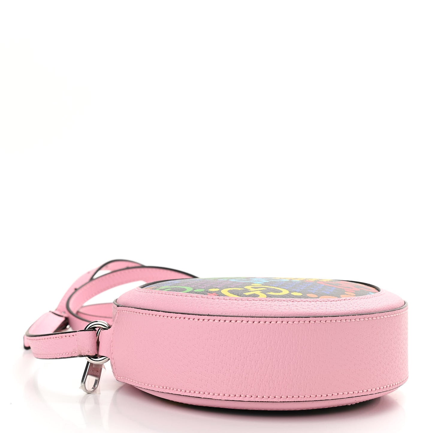 GG Supreme Monogram Psychedelic Round Shoulder Bag Black Multicolor Sugar Pink