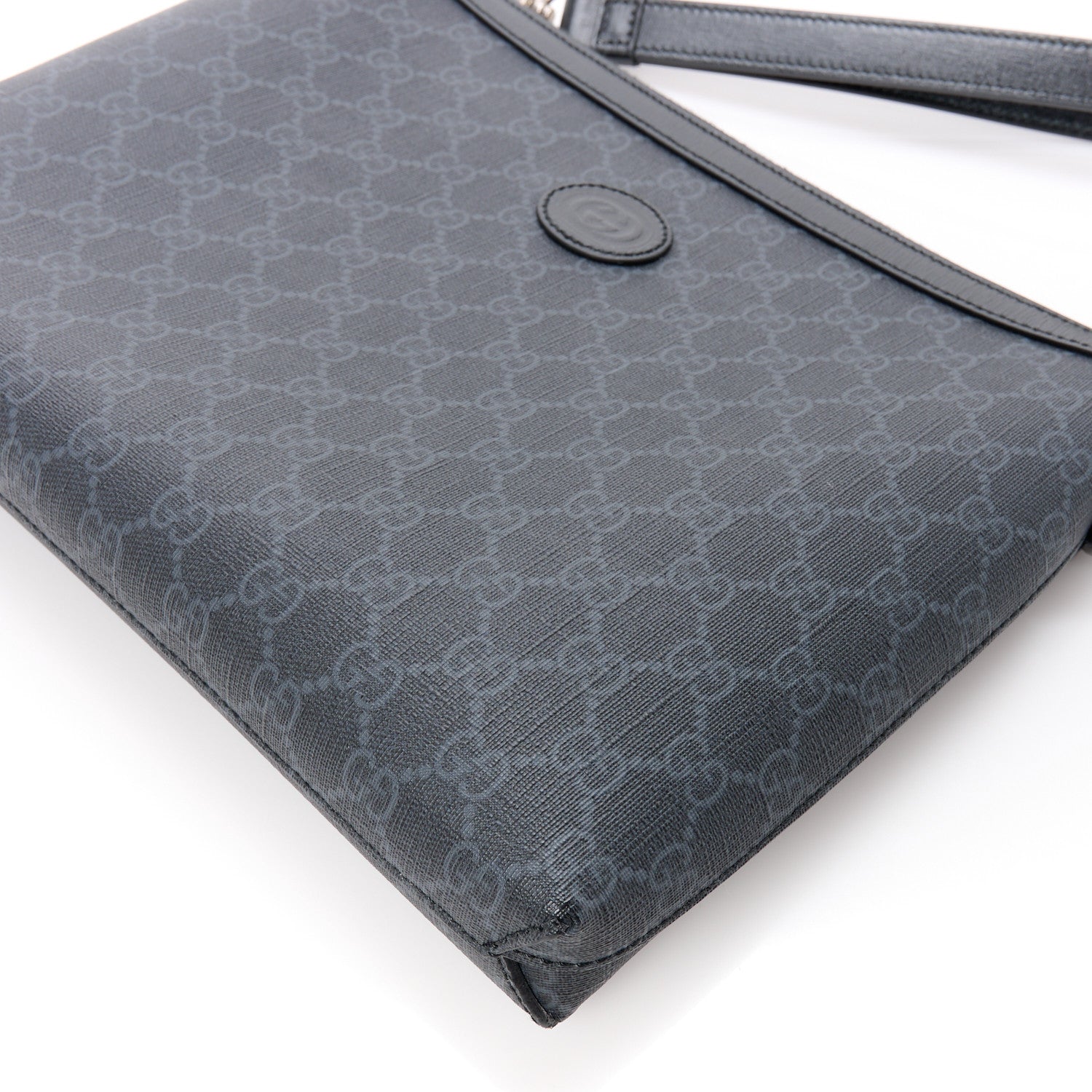 Gucci GG Supreme Monogram Azalea Calfskin Retro Interlocking G Wristlet Messenger Bag Black 11 of 11