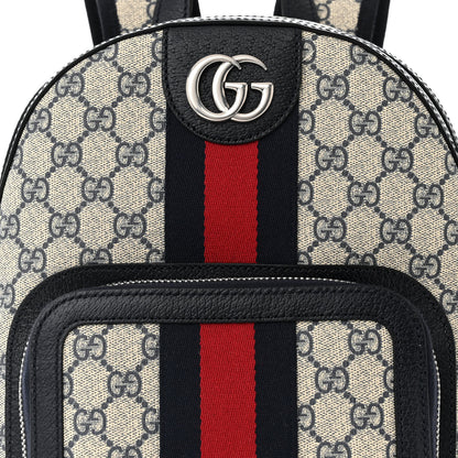 Gucci GG Supreme Monogram Textured Dollar Calfskin Web Small Ophidia Day Backpack Beige Ebony Fluorescent Fuchsia 8 of 10