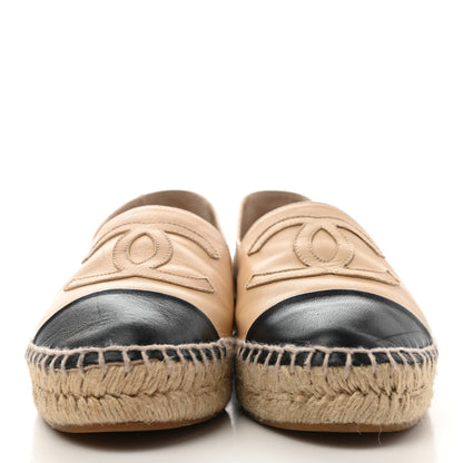 Chanel Lambskin CC Espadrilles 35 Beige Black 2 of 13