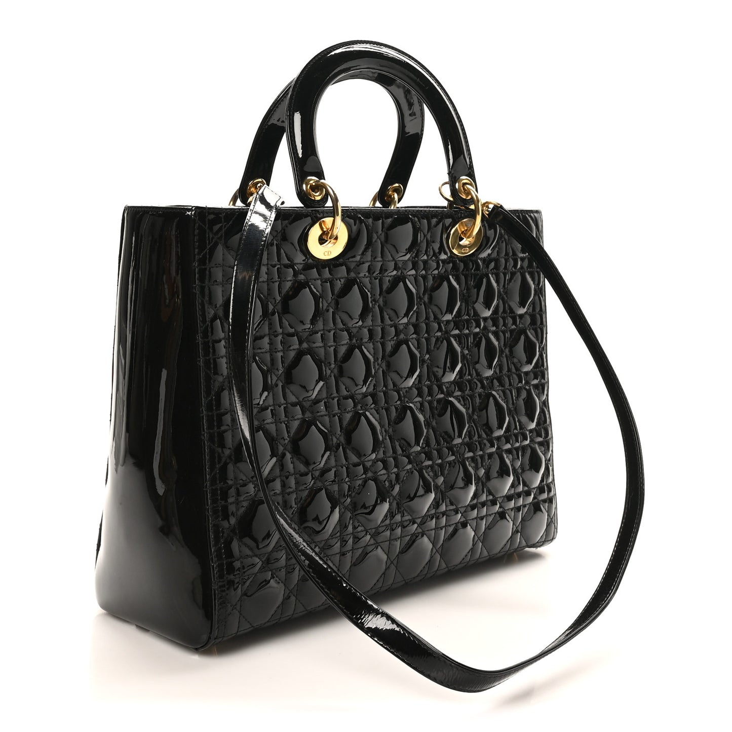 Patent Cannage Large Lady Dior Black