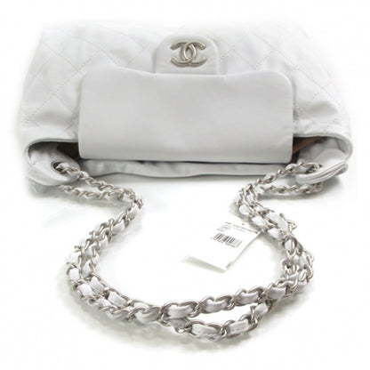 Chanel Leather Quilted Flap Hobo White 5 of 10