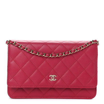 Chanel Caviar Quilted Wallet On Chain WOC Dark Pink 1 of 11