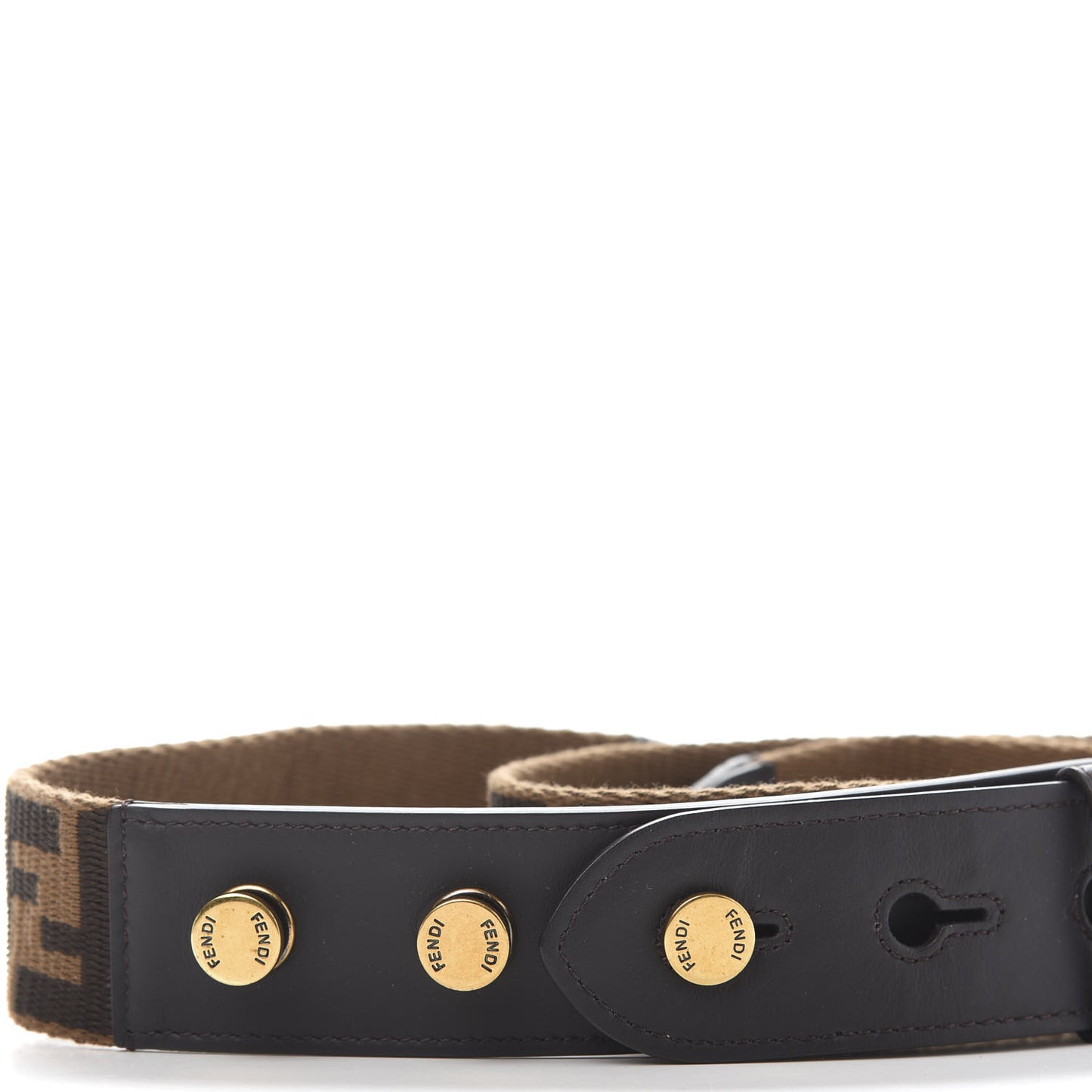 Ribbon Vitello Century FF 1974 Flat Studded Strap You Fango Marrone Ebano
