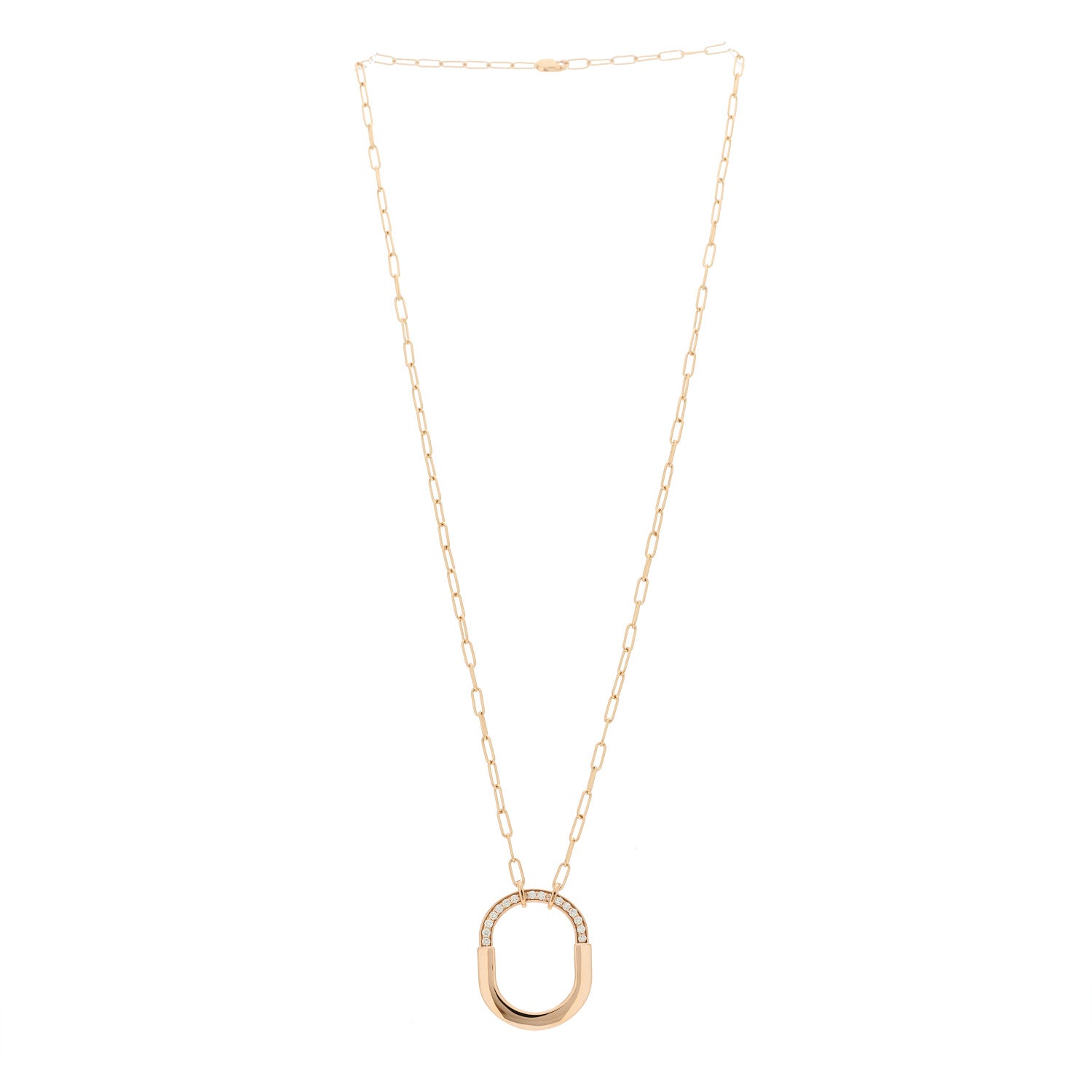 Tiffany 18K Rose Gold Diamond Medium Lock Pendant Necklace 3 of 6