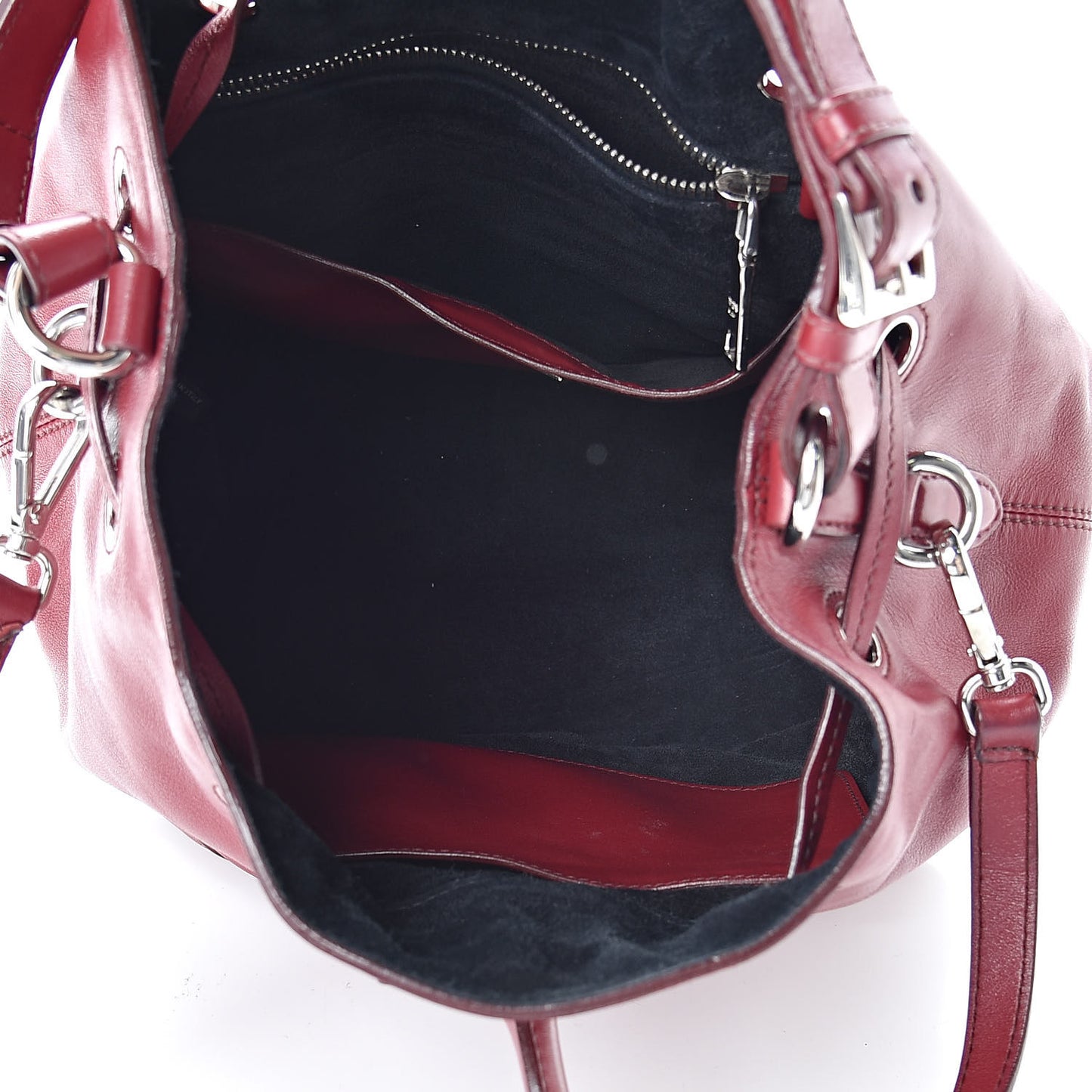 Soft Calfskin Bucket Bag Rubino