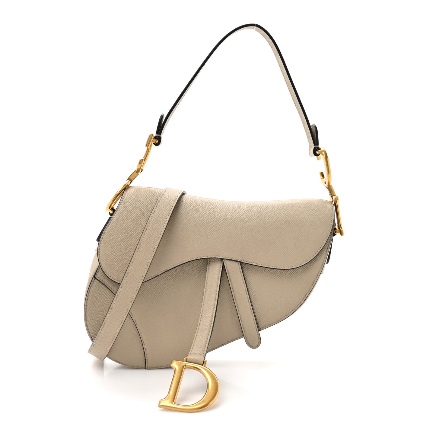 Grained Calfskin Saddle Bag With Strap Sable
