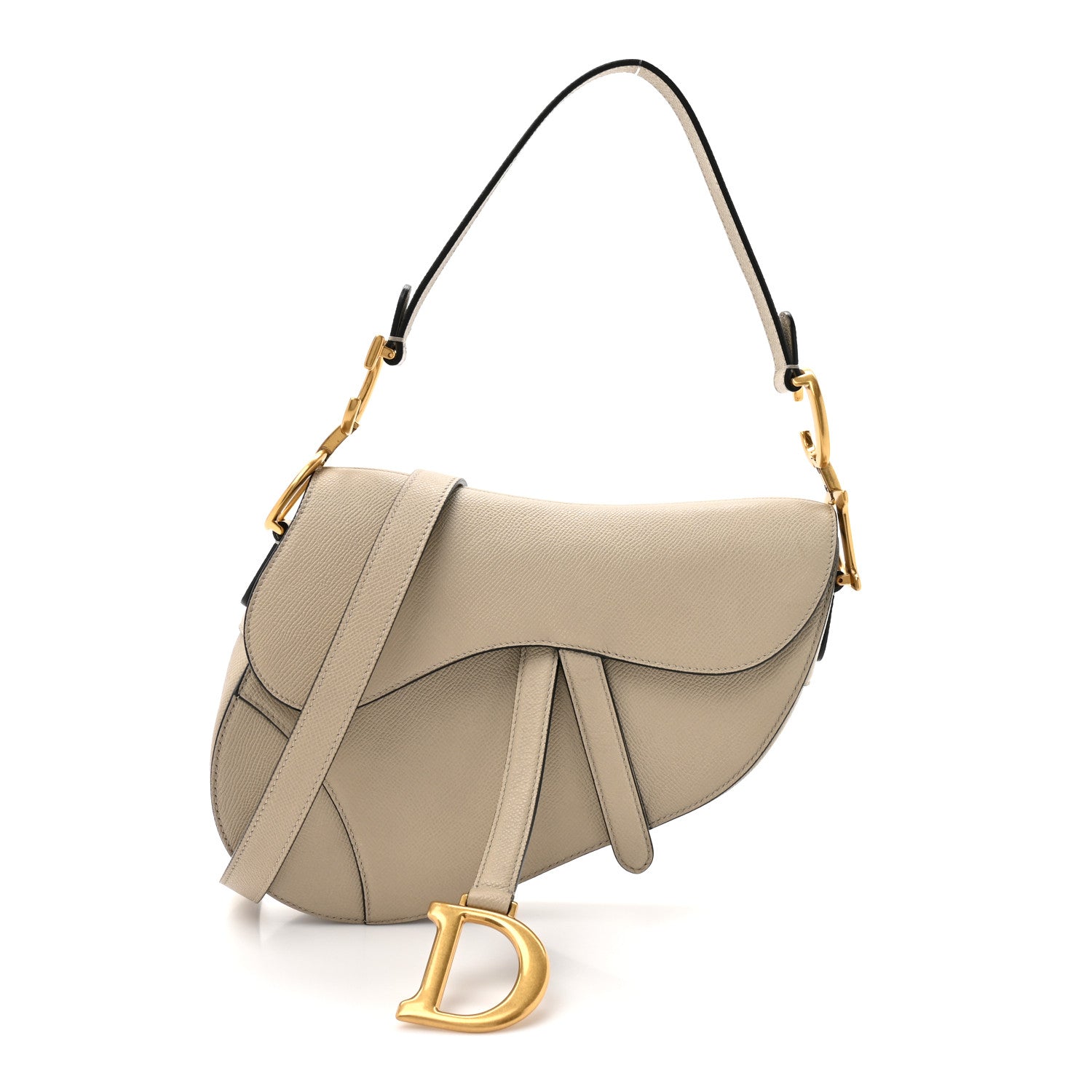 Christian Dior Grained Calfskin Saddle Bag With Strap Sable 1 of 14