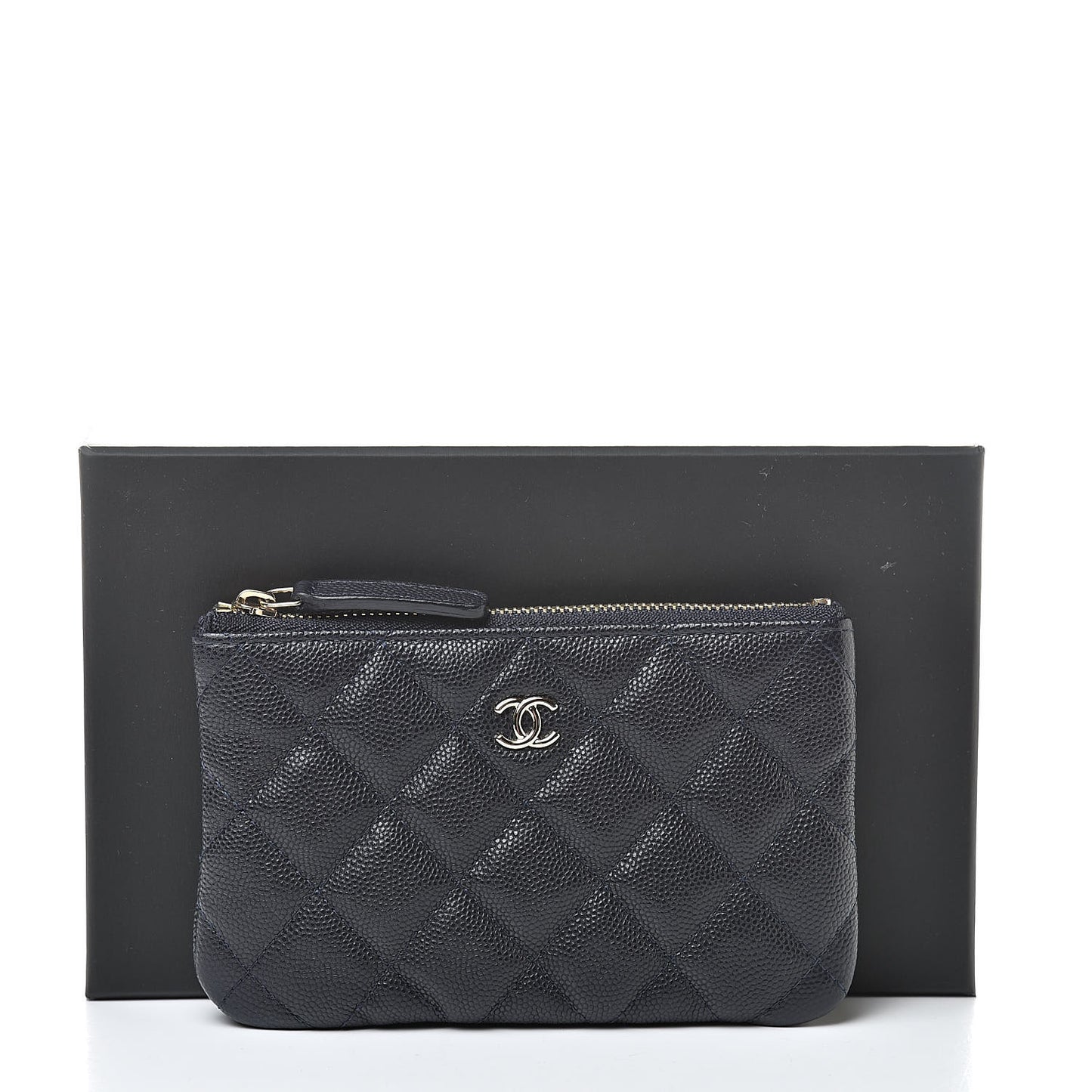 Caviar Quilted Small Cosmetic Case Navy