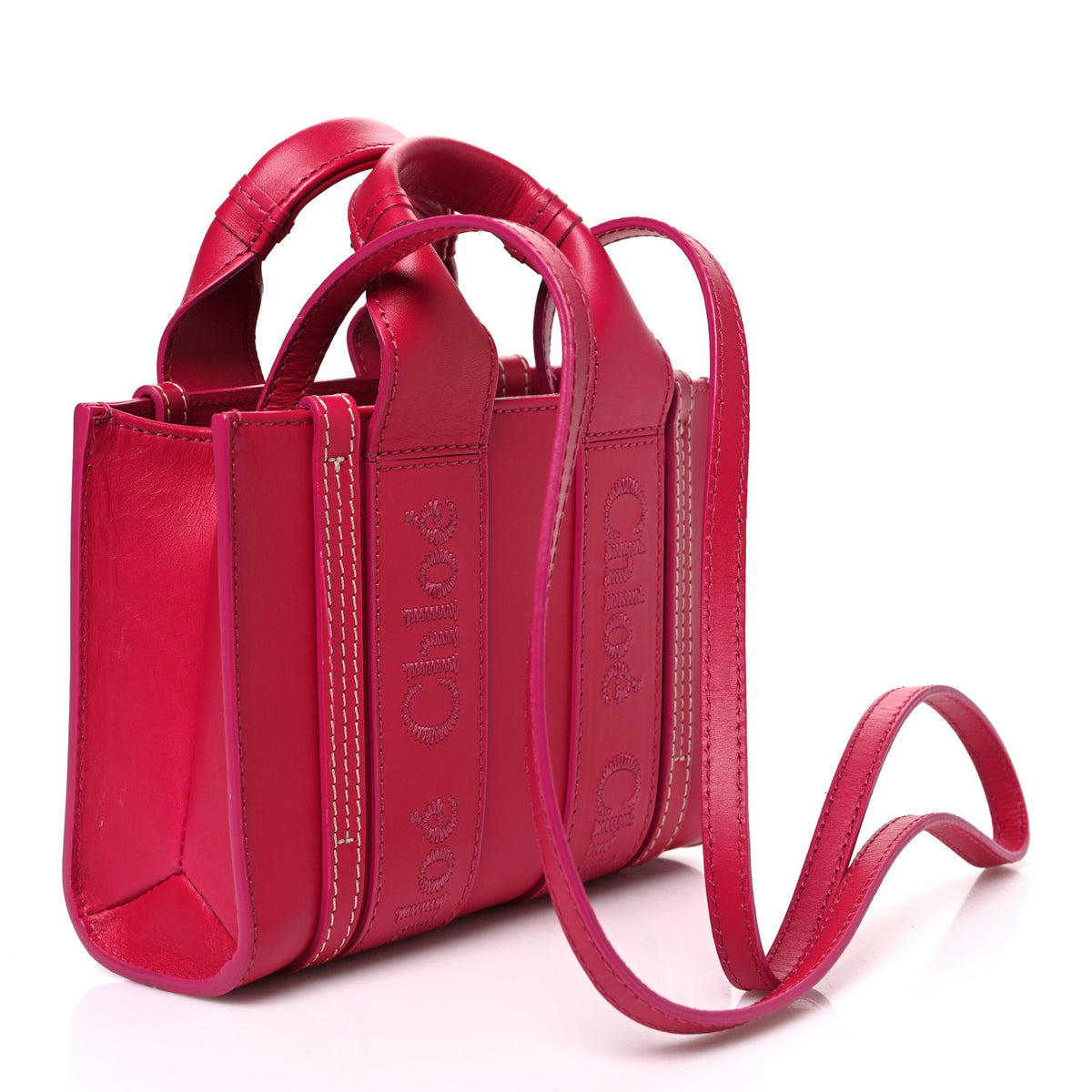 Chloe Calfskin Mini Woody Ribbon Tote Fizzy Pink 2 of 12