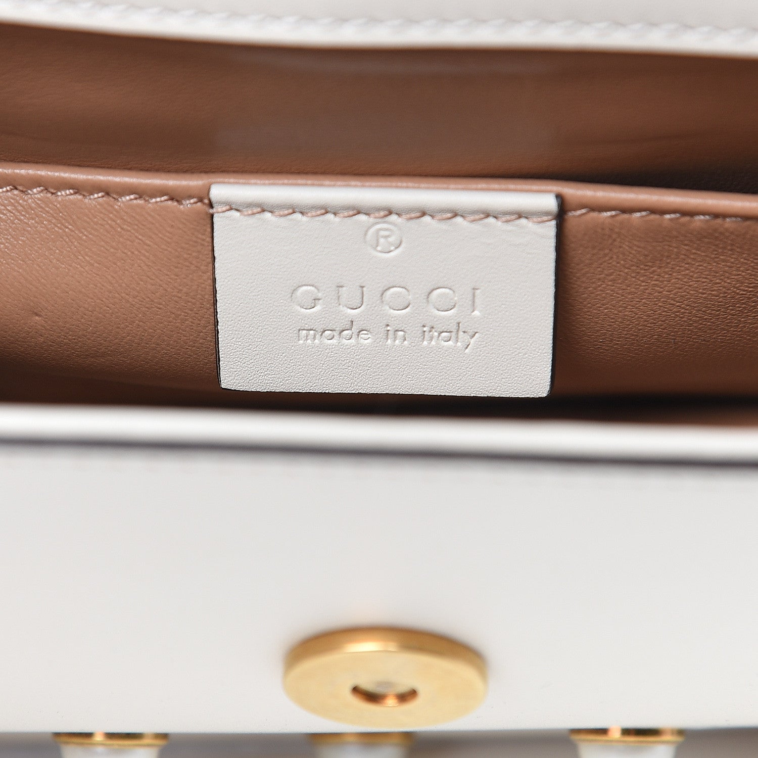 Gucci Nappa Pearl Studded Mini Queen Margaret Broadway Shoulder Bag Mystic White 6 of 9