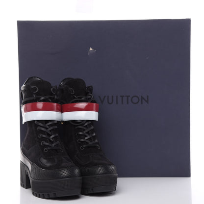 Louis Vuitton Suede Calfskin Laureate Platform Desert Boots 35 Black 8 of 8