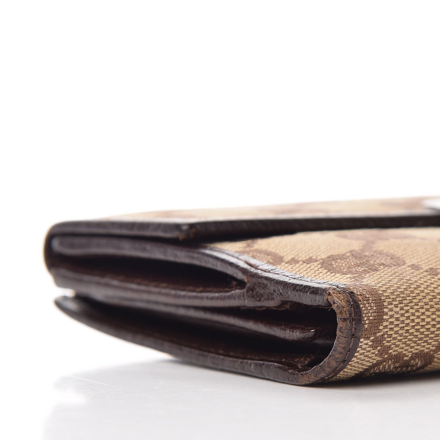 Monogram Metal Bar Continental Flap Wallet Beige Ebony Dark Brown