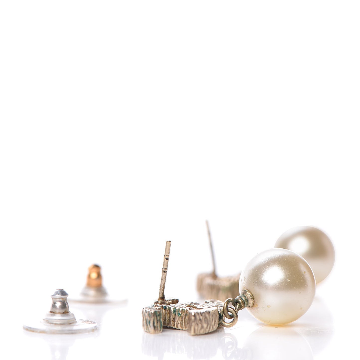 Pearl CC Drop Earrings Gold