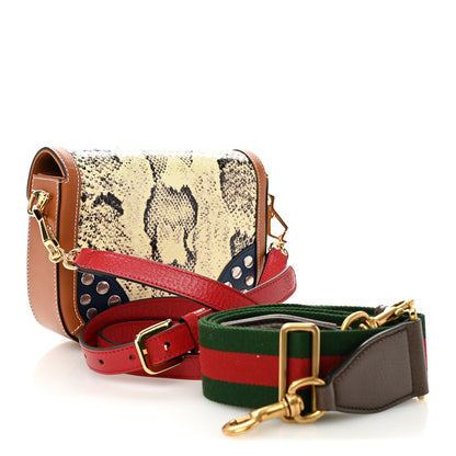 Gucci Snakeskin Studded Web Mini Horsebit 1955 Shoulder Bag Multicolor 3 of 11